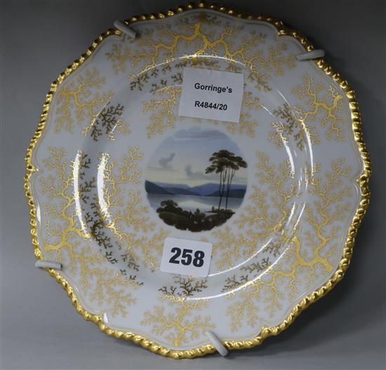 A Flight Barr & Barr plate	 decorated with a view of Lake Windermere W.22cm